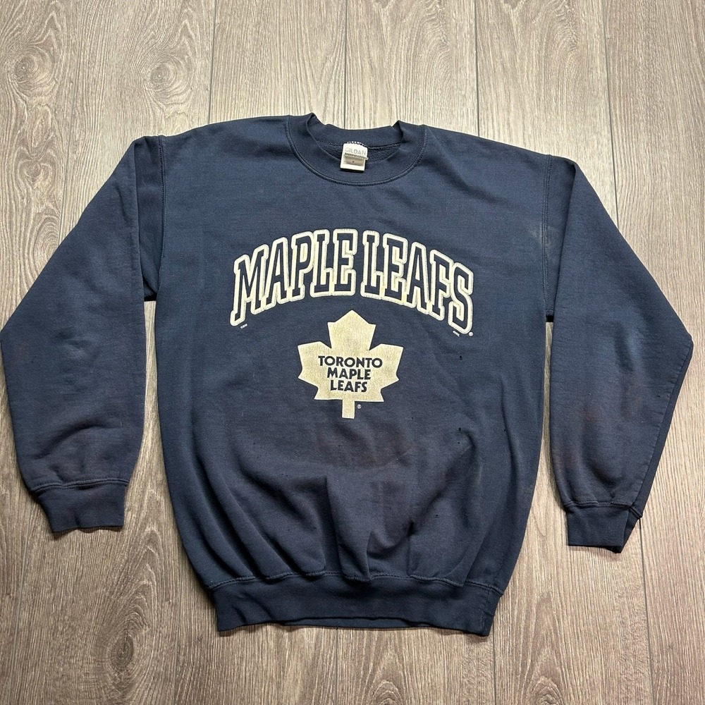 Vintage Toronto Maple Leafs Sweatshirt Mens Medium Navy Blue Gildan NHL Hockey